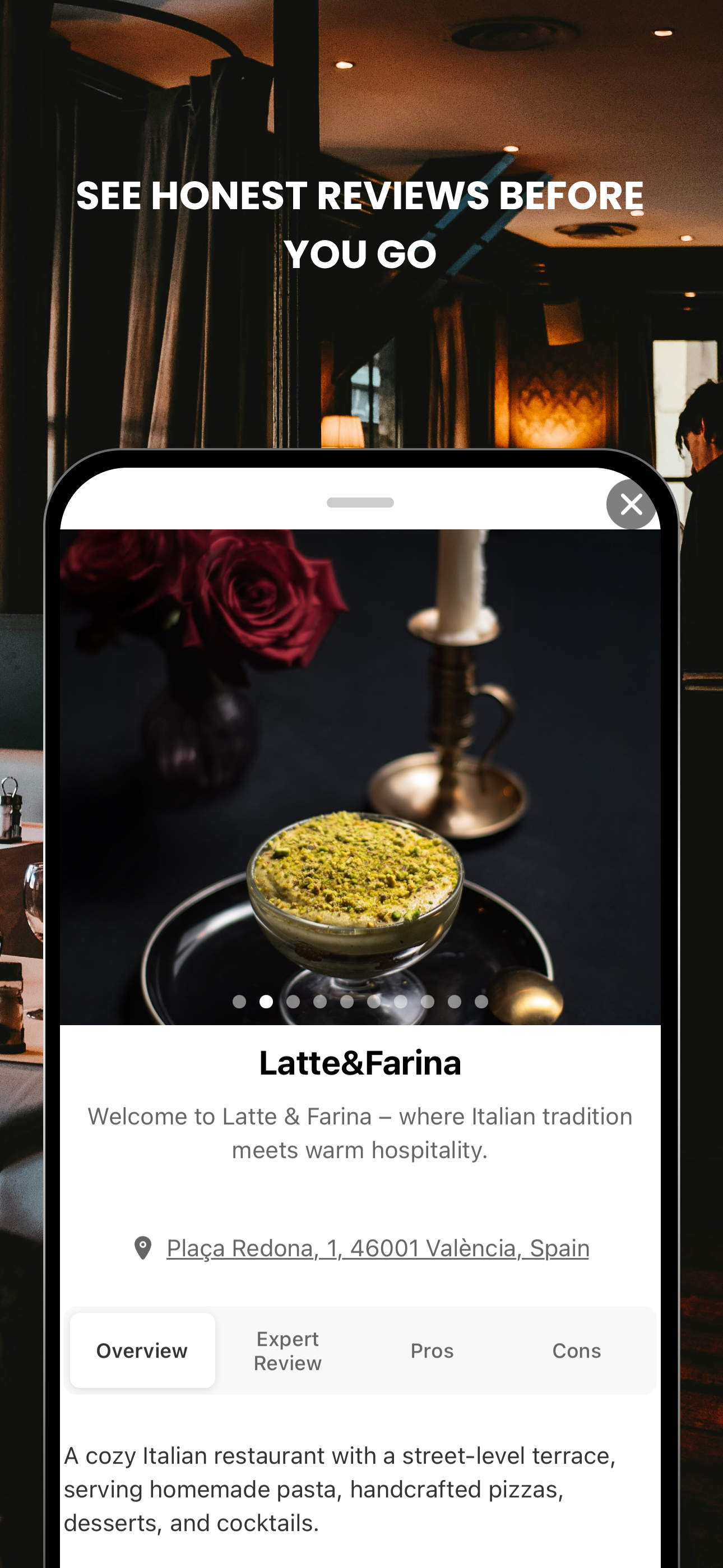 Venue profile with review